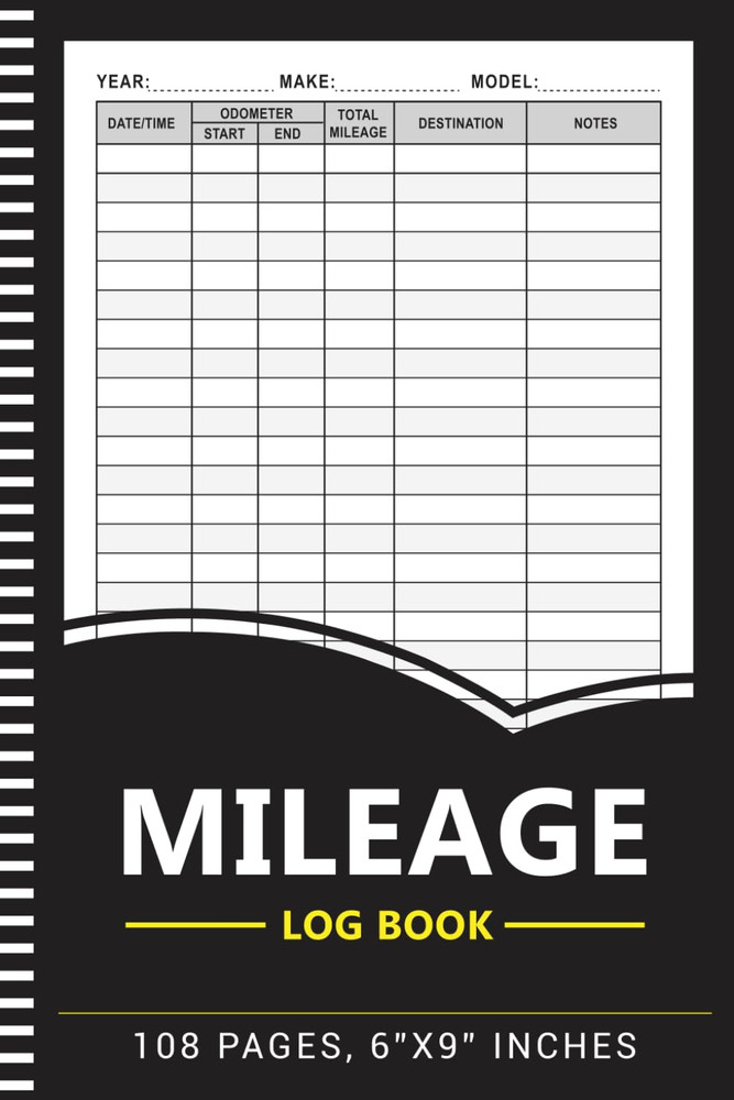 Mileage Log Book Auto Odometer Tracking Tracker Business Taxes 6″x9″