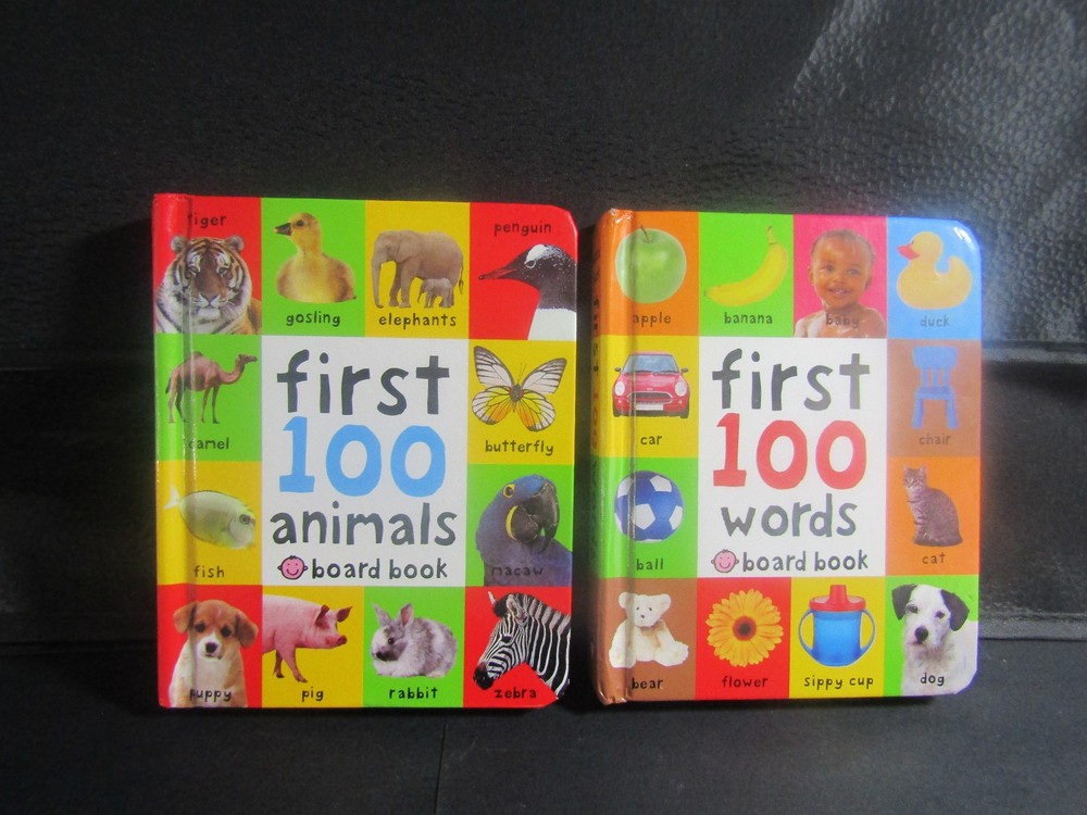 First 100 Animals-First 100 Words (2 Book Set) Priddy Books Free Fast Shipping