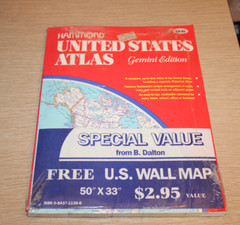 Hammond United States Atlas (Gemini Edition) w/ 50″ X 33″ Map NEW OTHER 1984