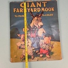 1936 Giant Farmyard Coloring Book – Partially Colored – 14 by 11 inches!