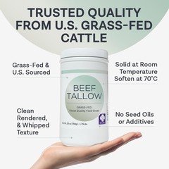 28oz Keto Friendly Beef Tallow – Grass Fed Cooking Oil for Health and Wellness