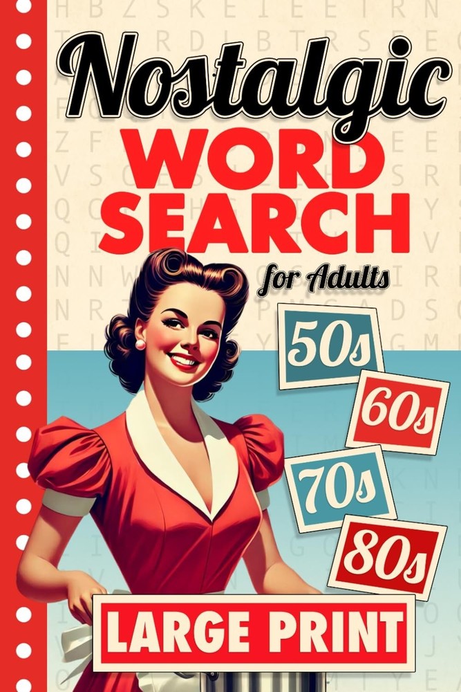 Word Search Large Print Nostalgic Theme For Adults & Seniors 2000-words ⭐️⭐️⭐️⭐⭐