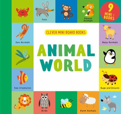 Animal World : 9 Mini Board Book Box Set by Clever Publishing (2019, …