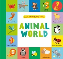 Animal World : 9 Mini Board Book Box Set by Clever Publishing (2019, …