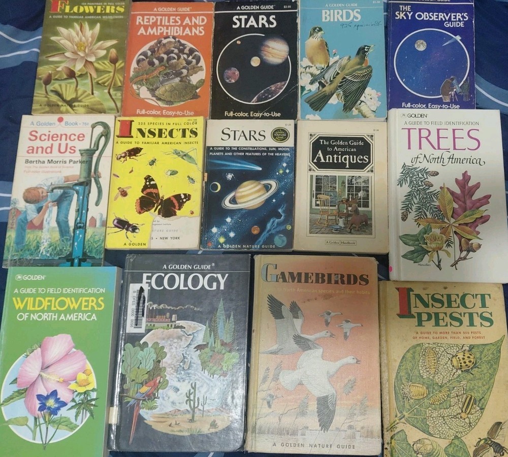 Lot 8 Vintage GOLDEN GUIDE Books BIRDS Butterflies FLOWERS Seashore INSECTS Tree