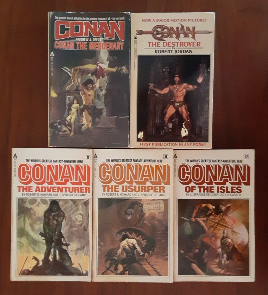 Lot of 5 Vintage CONAN Paperback Books Hyborian Age Stories Ace Sci Fi TOR