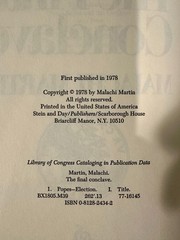 The Final Conclave by Malachi Martin (1978 First Edition Hardcover, Dust Jacket)