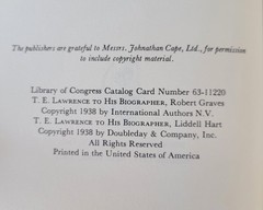 1963. 1st Ed. T. E. Lawrence To His Biographers Robert Graves Liddell Hart HCDJ