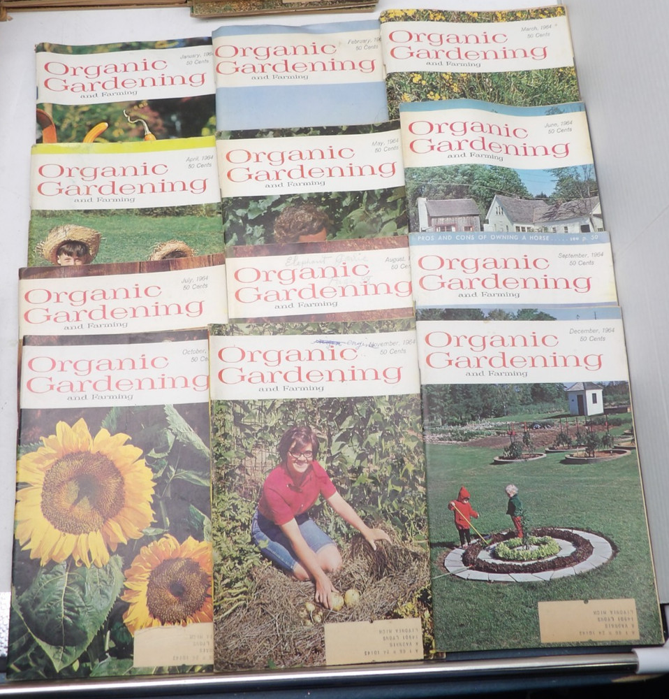 Lot of 12 Vintage Organic Gardening and Farming Magazines 1964 January-December