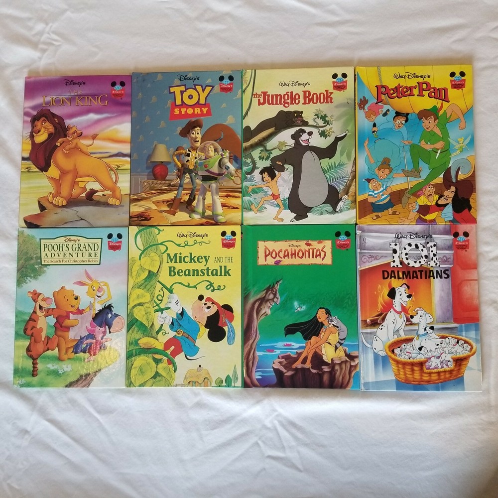 Vintage Lot 8 DISNEY Wonderful World of Reading Hardcover Books Grolier Club