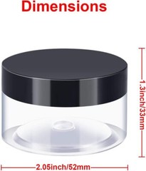 SATINIOR 24 Pieces Empty Clear Plastic Jars with Lids Round 1 OZ, Black Lid