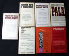 7 VINTAGE ALDOUS HUXLEY PAPERBACK BOOKS: BRAVE NEW WORLD, ISLAND, APE & ESSENCE