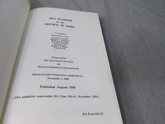 AREA HANDBOOK FOR THE REPUBLIC OF KOREA 1969 DA PAM 550-41 Hardback