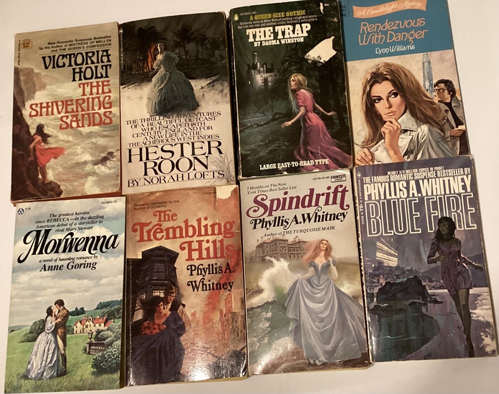 Lot of 8 VINTAGE Gothic Suspense Mystery Romance Novels 60s 70s Paperback