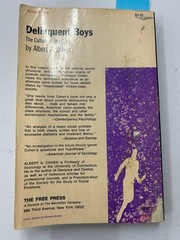 Delinquent Boys Cohen 1971 First Free Press Paperback Sociology The Free Press