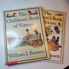 2 Children’s Book of Virtues + Heroes Lot William J. Bennett 1995 HC Stories