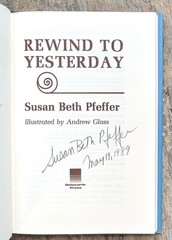 Rewind To Yesterday ~1988 HC~ Pfeffer SIGNED VCR Time Machine SciFi Novel Illust