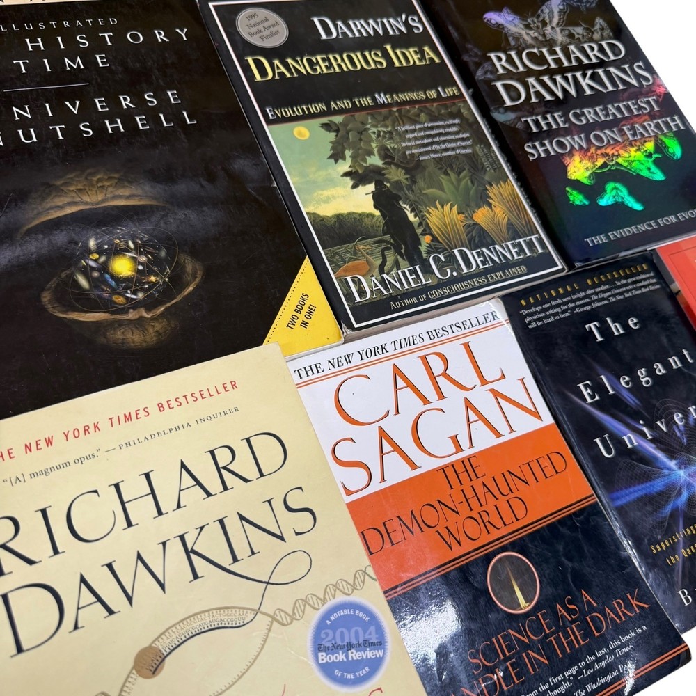 Science Evolution Book Lot Hawking Dawkins Sagan Darwin 7 Books Mixed Set Good