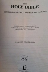Super Giant Print Bible-NKJV – Imitation Leather, Nelson – NO BOX, GOOD Cond