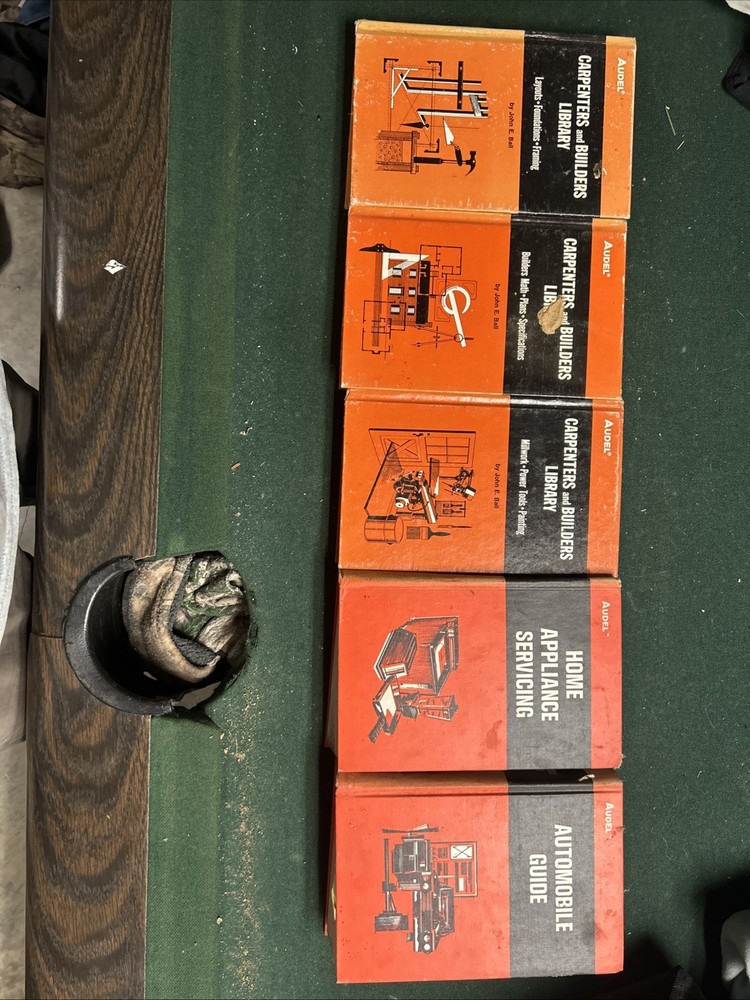 5 book collection on home appliance automobiles and three on carpentry