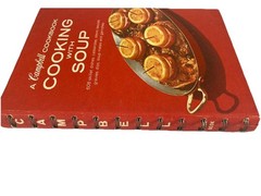 A Campbell Cookbook cooking with Soup Recipes LITHOGRAPH First Edition Good Red