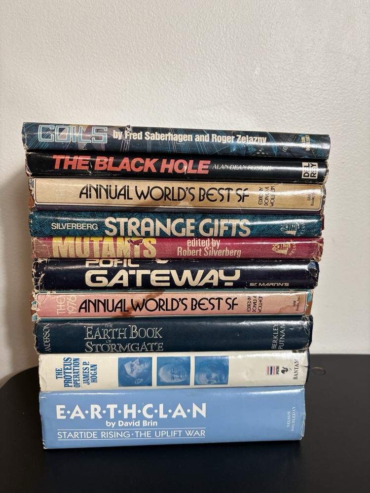 Vintage 70s & 80s Science Fiction Sci-Fi Book Lot of 10 HC, assorted authors