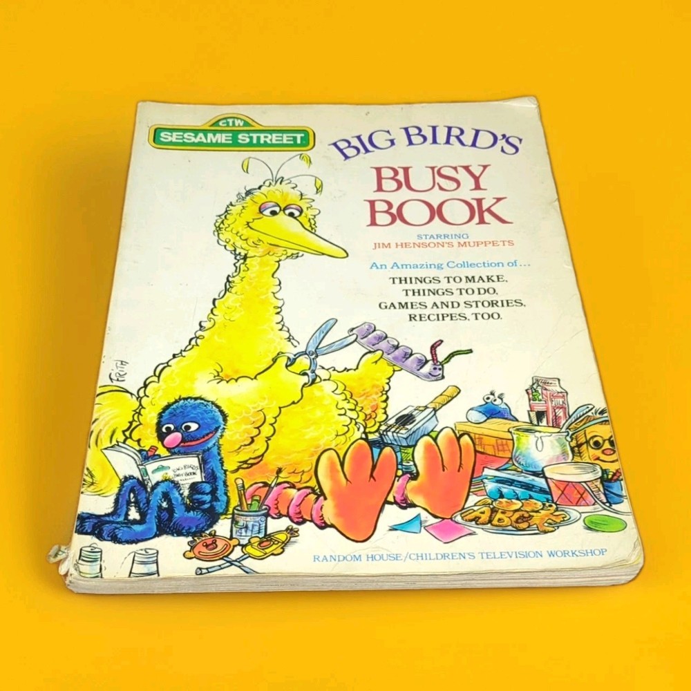 Sesame Street CTW Big Bird’s Busy Book, Starring Jim Henson’s Muppets 1975 Vtg