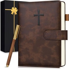 Leather Christian Bible Journal for Men, Prayer Journal for Scripture Study & Da