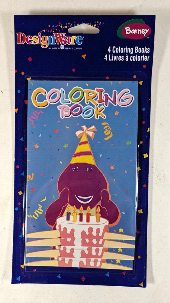 Barney’s Birthday coloring book. 4 books per pack. 4 pages per book New