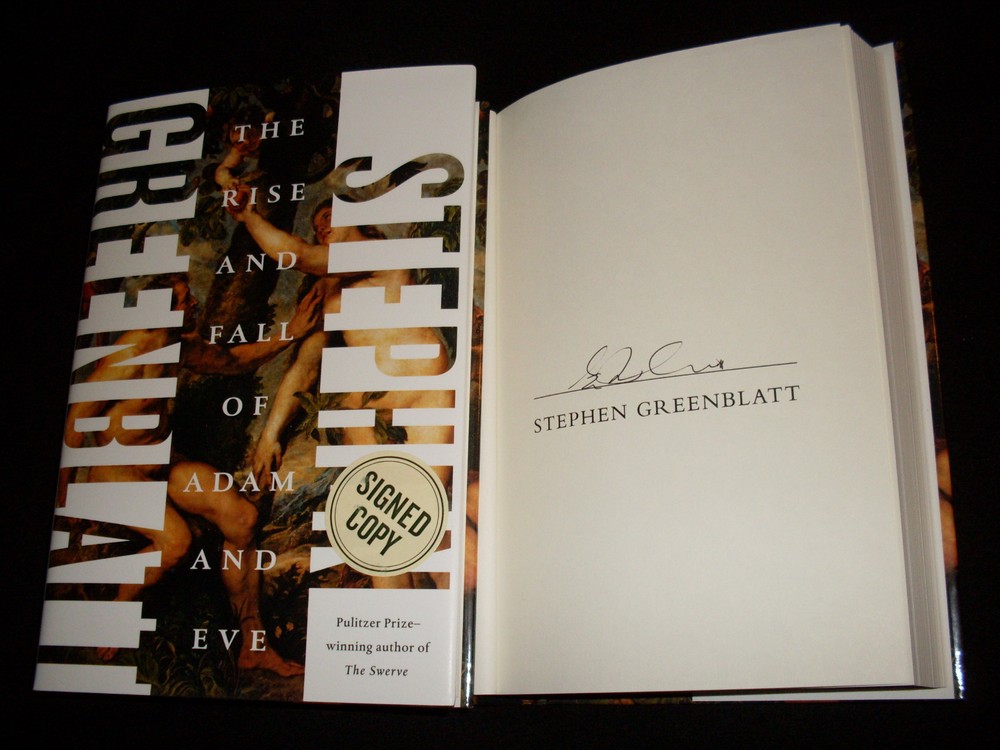 Stephen Greenblatt signed The Rise and Fall of Adam and Eve 1st printing HC book