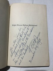 SIGNED Eight Hours Before Richmond Virgil Carrington Jones 1st Ed. DJ Civil War