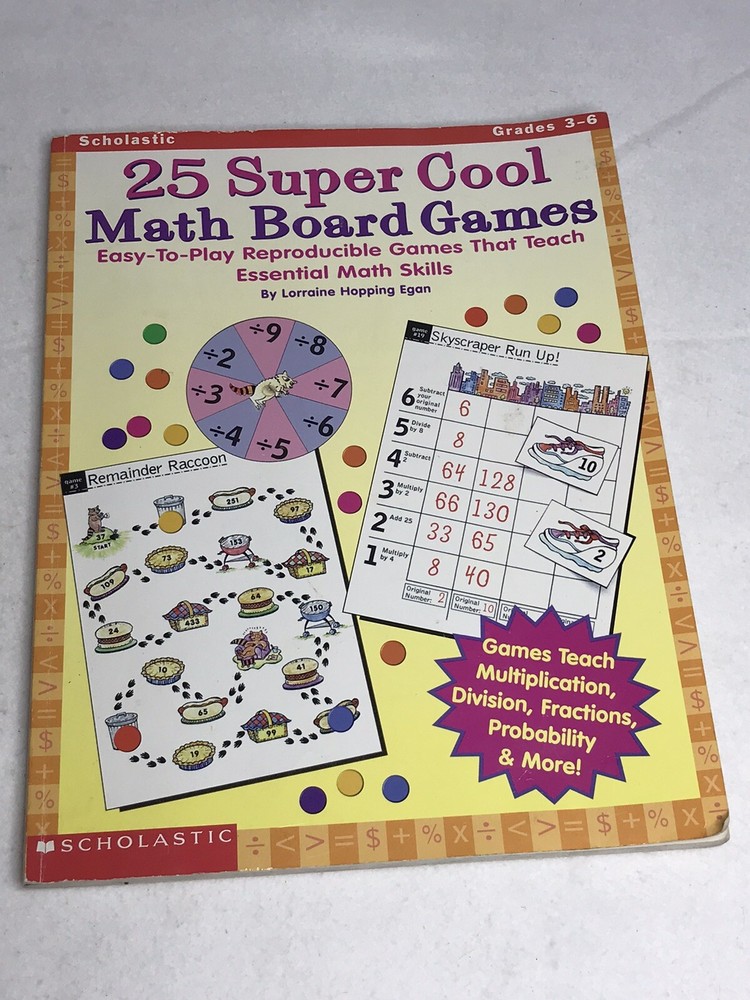 Lorraine Hopping Egan Scholastic 25 Super Cool Math Board Games Grades 3-6 Book