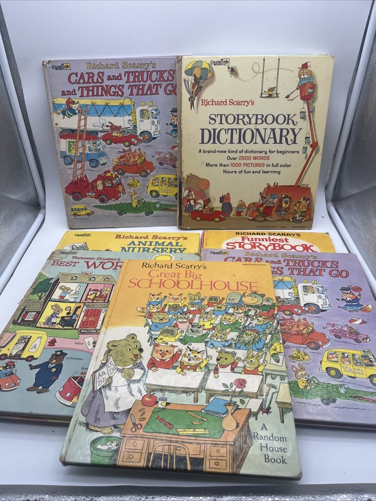 Lot Of 7 Vintage Richard Scarry Children’s Books 1970s