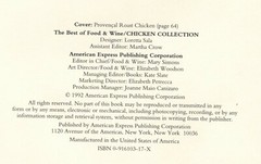 Chicken Collection by The Best of  Food & Wine Cookbook – 1992 – 276 pages