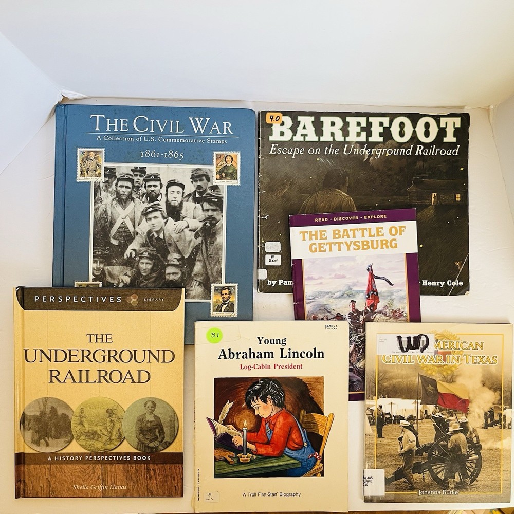 Childrens US History Book Lot 6 Civil War Underground Railroad Lincoln ExLib