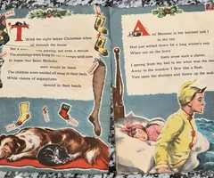 Vintage 1950’s The Night Before Christmas Flocked Cloth Book Florence Winship