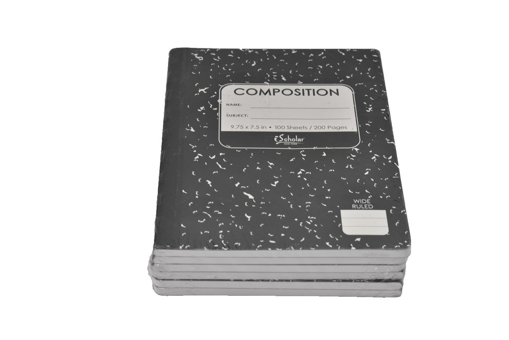 Composition Notebooks 6 Pack Wide Ruled 100 Sheets 200 Pages 9.75×7.5 in Scholar