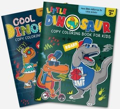 Little Dinosaur Copy Coloring Book For Kids Teal/Turquoise green