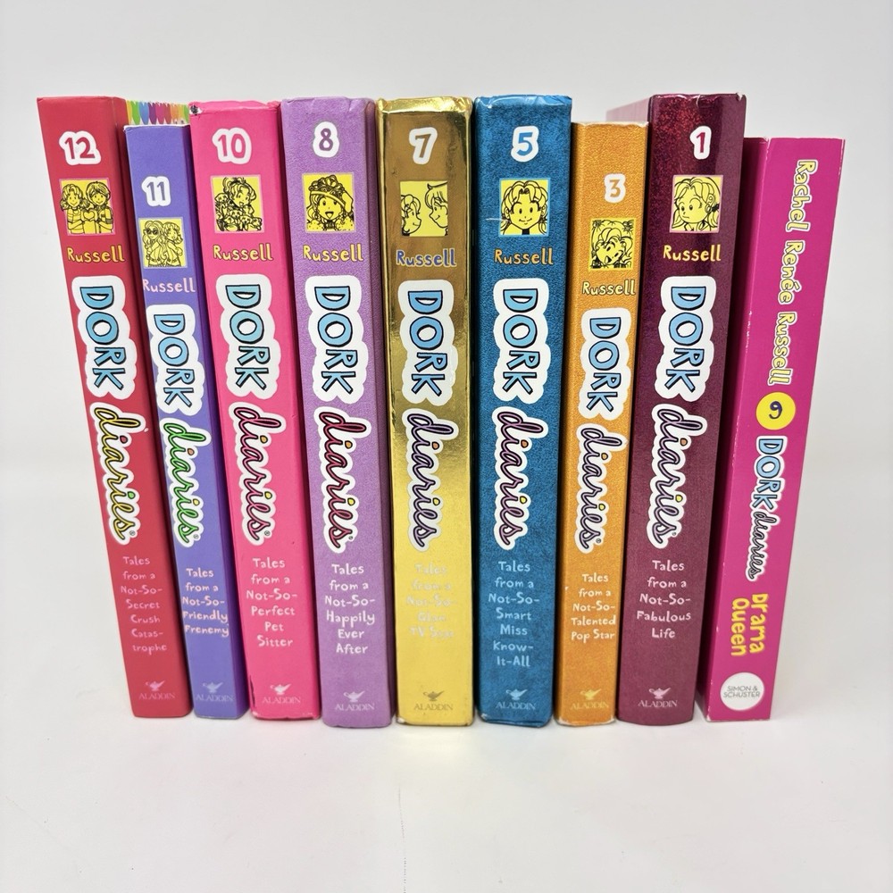 Lot of 9 DORK DIARIES By Rachel Renee Russell Mix HC and SC 1 is Drama Queen Ser