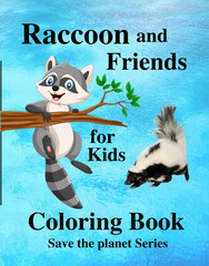 Raccoon and Friends Coloring Book 108 Pages 8.5 x 11 for All Ages