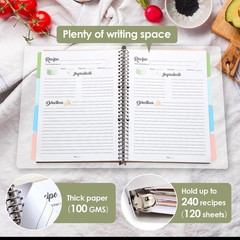 8.5″ x 11″ Recipe Book to Write in Your Own Recipes, Personal Blank Recipe Noteb