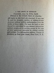 A Tree Grows in Brooklyn Betty Smith HCDJ 1943 Book Club Edition Very Good