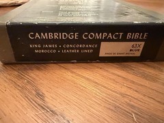 Vintage Cambridge Compact Bible KJV 63X Blue Hand Grained Morocco Leather Boxed