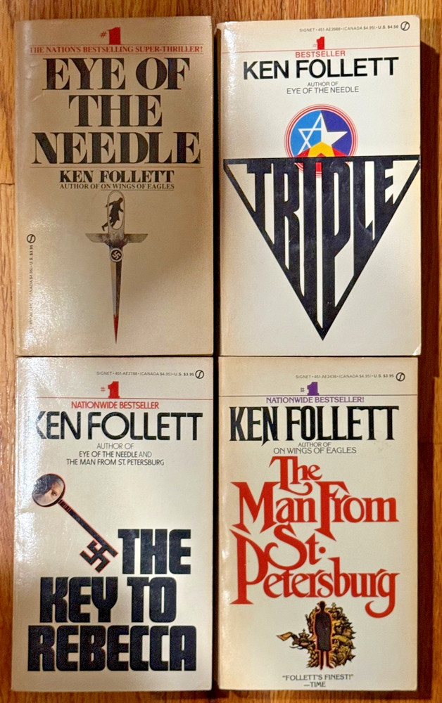 Ken Follet Vintage Paperback 4 book lot – includes Triple – 1970s 1980s