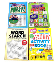 Lot of 4 Puzzle Books Word Search Crosswords Variety Activity Pack New