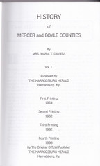 History of Mercer and Boyle Counties (PB, 1998, 176 pages) by Maria T. Daviess