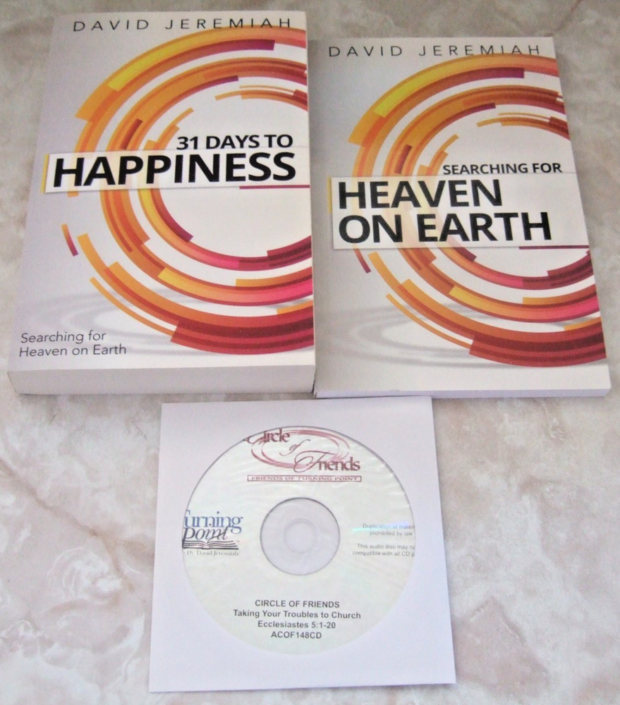DR. DAVID JEREMIAH PB BOOK & STUDY GUIDE + CD 31 DAYS TO HAPPINESS 2004
