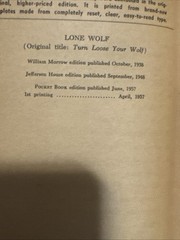 BENNETT FOSTER Westerns LONE WOLF 1957 1st POCKET BOOK EDITION OF 1938 NOVEL