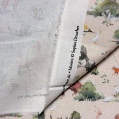 Acufactum Cotton Fabric 59×23 inches Farm Friends Print 100% Cotton
