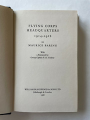 FLYING CORPS HEADQUARTERS 1914-1918 by Maurice Baring 1968 HC/DJ